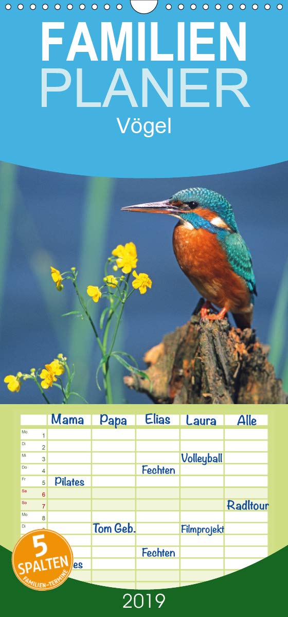 Vögel - Familienplaner hoch (Wandkalender 2019 , 21 cm x 45 cm, hoch): Vögel vor der Kamera (Monatskalender, 14 Seiten ) (CALVENDO Tiere) Leisure, Home & Garden