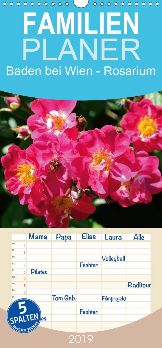 Baden bei Wien - Rosarium - Familienplaner hoch (Wandkalender 2019 , 21 cm x 45 cm, hoch): Das größte Rosarium Österreichs liegt in Baden bei Wien (Monatskalender, 14 Seiten ) (CALVENDO Orte) Leisure, Home & Garden