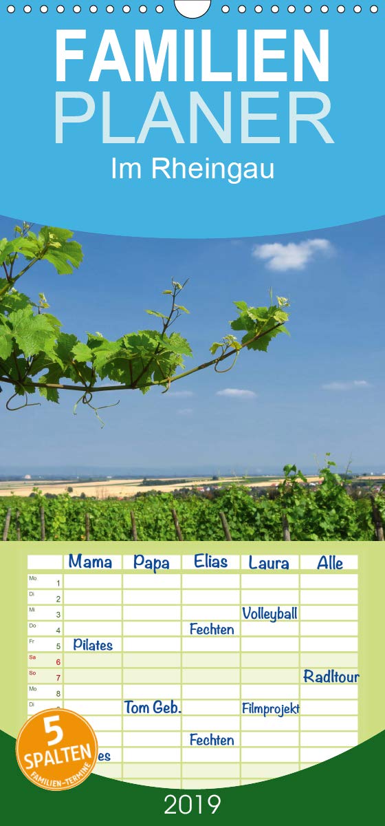 Im Rheingau - Familienplaner hoch (Wandkalender 2019 , 21 cm x 45 cm, hoch): Weinberge, Weinorte, Reben und der Rhein (Monatskalender, 14 Seiten ) (CALVENDO Orte) Leisure, Home & Garden
