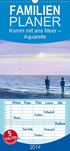 Komm mit ans Meer – Aquarelle - Familienplaner hoch (Wandkalender 2019 , 21 cm x 45 cm, hoch): Eine Reise ans Meer in Aquarellbildern (Monatskalender, 14 Seiten ) (CALVENDO Natur) Leisure, Home & Garden