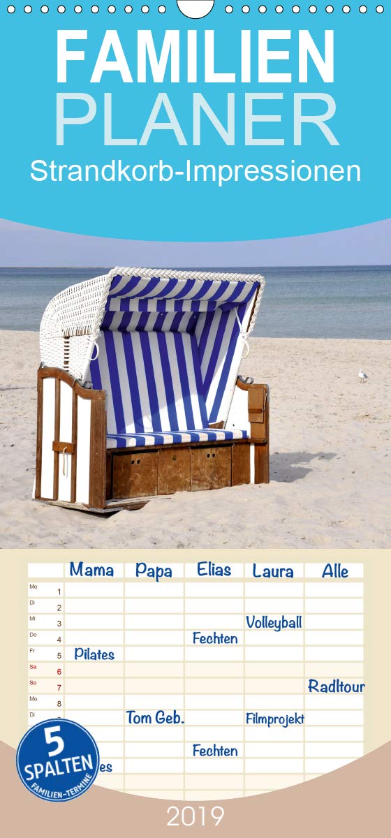 Strandkorb-Impressionen - Familienplaner hoch (Wandkalender 2019 , 21 cm x 45 cm, hoch): Strandkörbe - Impressionen von der Ostsee (Monatskalender, 14 Seiten ) (CALVENDO Natur) Leisure, Home & Garden