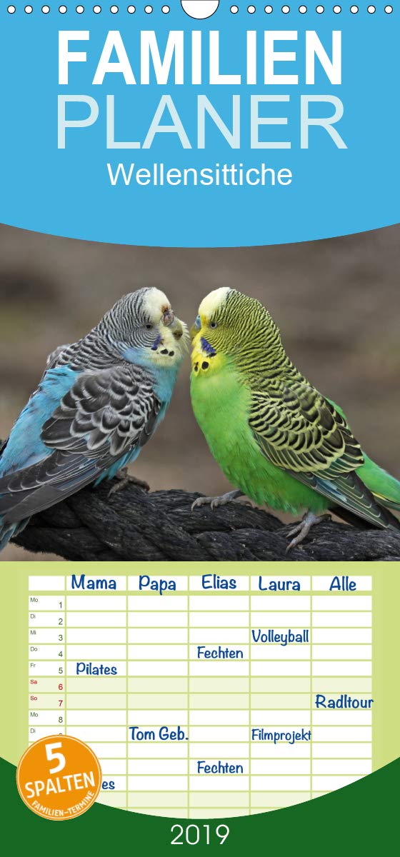 Terminplaner Wellensittiche - Familienplaner hoch (Wandkalender 2019 , 21 cm x 45 cm, hoch): Putzige Piepmätze (Monatskalender, 14 Seiten ) (CALVENDO Tiere) Natural Sciences