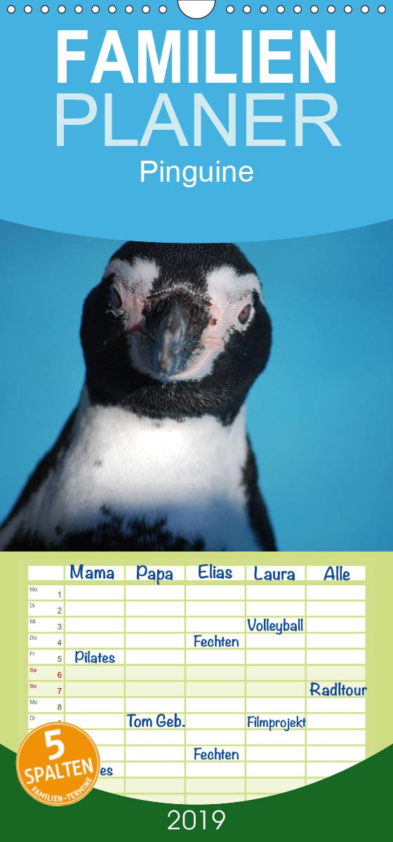 Pinguine 2019 - Familienplaner hoch (Wandkalender 2019 , 21 cm x 45 cm, hoch): Kleine Kerle im Frack (Monatskalender, 14 Seiten ) (CALVENDO Tiere) Leisure, Home & Garden