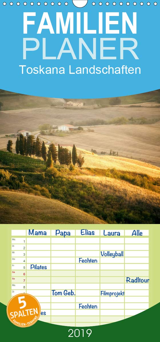 Toskana Landschaften - Familienplaner hoch (Wandkalender 2019 , 21 cm x 45 cm, hoch): Zauberhafte Toskana Landschaften (Monatskalender, 14 Seiten ) (CALVENDO Orte) Leisure, Home & Garden