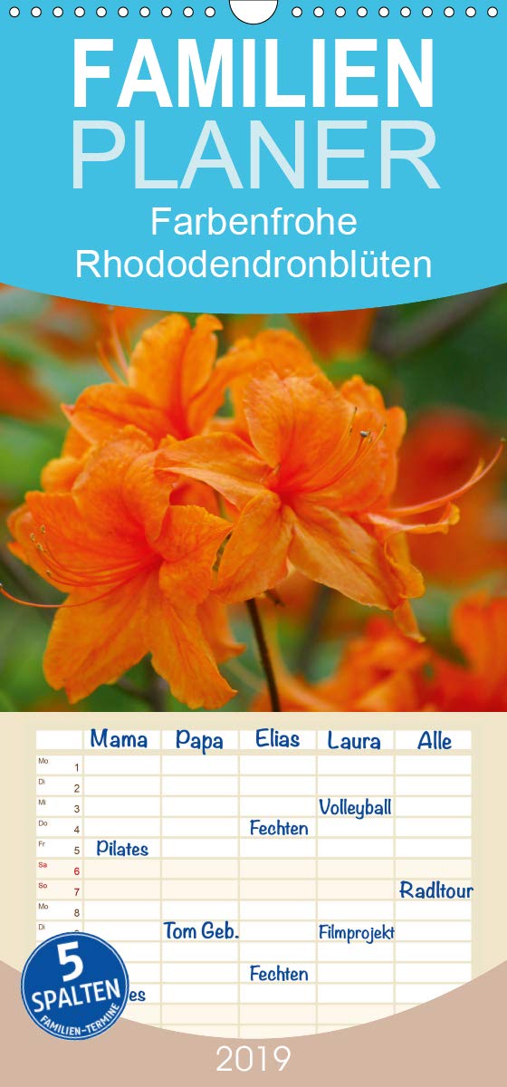 Farbenfrohe Rhododendronblüten - Familienplaner hoch (Wandkalender 2019 , 21 cm x 45 cm, hoch): Rhododendronsträucher in Gärten und Parks (Monatskalender, 14 Seiten ) (CALVENDO Natur) Living & Furnishing