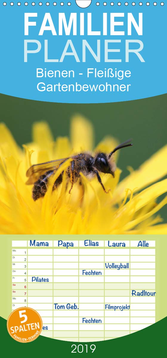 Bienen - Fleißige Gartenbewohner - Familienplaner hoch (Wandkalender 2019 , 21 cm x 45 cm, hoch): Faszinierende Nahaufnahmen der kleinen Nützlinge (Monatskalender, 14 Seiten ) (CALVENDO Tiere) Leisure, Home & Garden