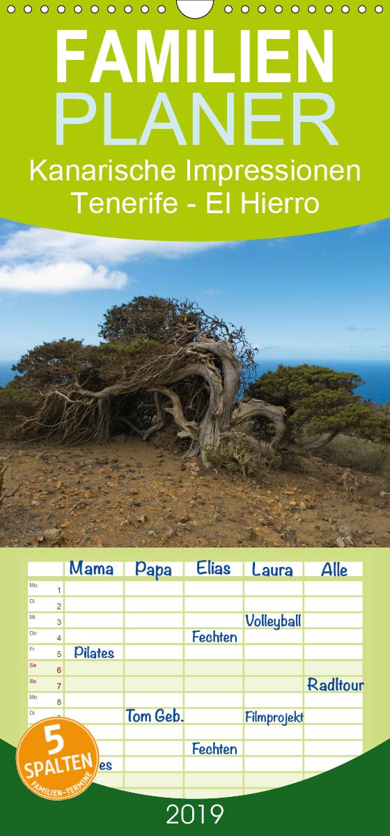Kanarische Impressionen Tenerife - El Hierro - Familienplaner hoch (Wandkalender 2019 , 21 cm x 45 cm, hoch): Landschaften, Dörfer und Tiere in ... (Monatskalender, 14 Seiten ) (CALVENDO Natur) Business & Technology