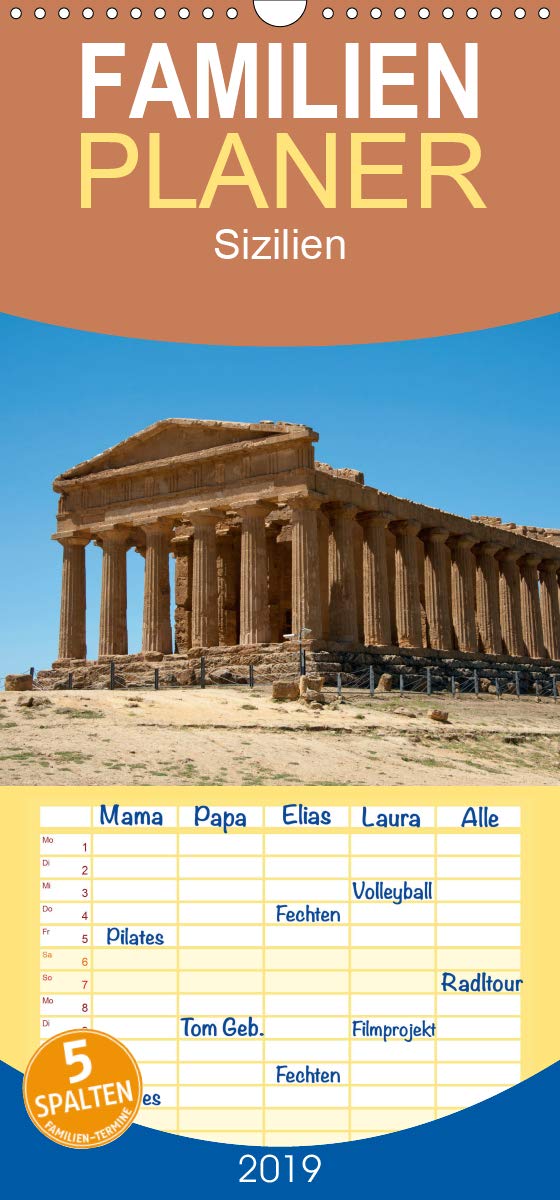 Sizilien - Familienplaner hoch (Wandkalender 2019 , 21 cm x 45 cm, hoch): Sonneninsel Italiens (Monatskalender, 14 Seiten ) (CALVENDO Orte) Leisure, Home & Garden