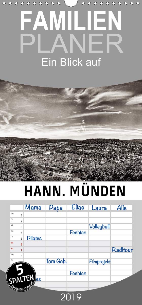 Ein Blick auf Hann. Münden - Familienplaner hoch (Wandkalender 2019 , 21 cm x 45 cm, hoch): Ein ungewohnter Blick in harten Schwarz-Weiß-Bildern auf ... (Monatskalender, 14 Seiten ) (CALVENDO Orte) Photography