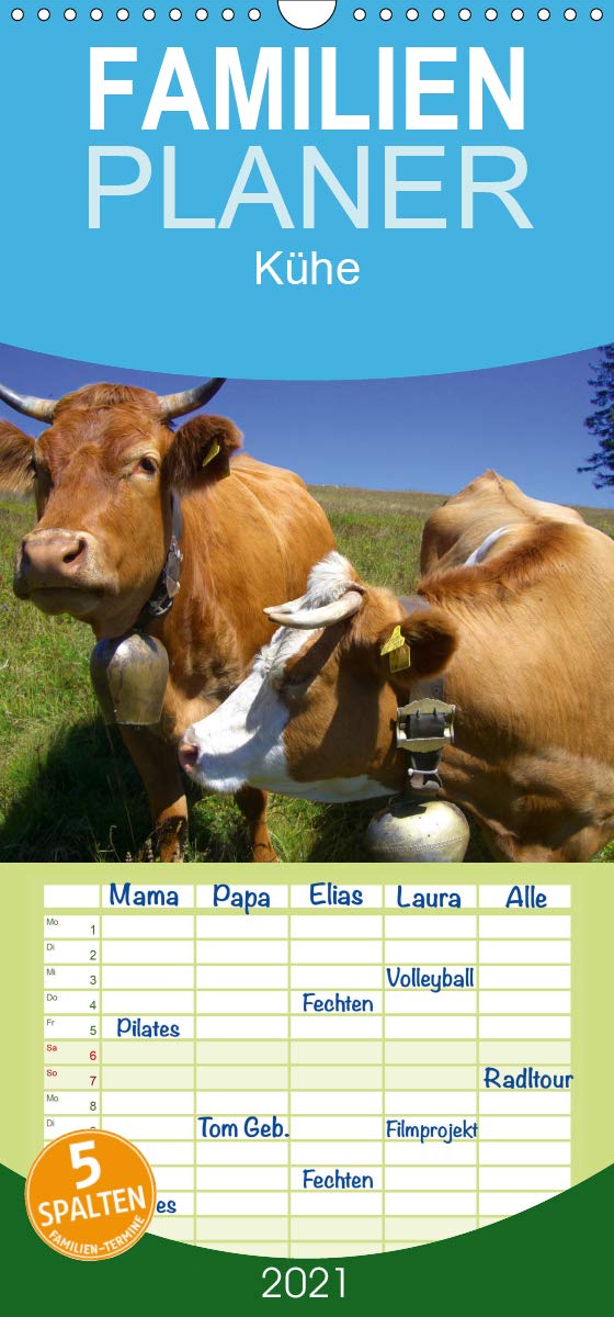 Kühe - Familienplaner hoch (Wandkalender 2021 , 21 cm x 45 cm, hoch): Verschiedene schöne Rinderrassen für alle Kuhliebhaber (Monatskalender, 14 Seiten ) (CALVENDO Tiere) Living & Furnishing