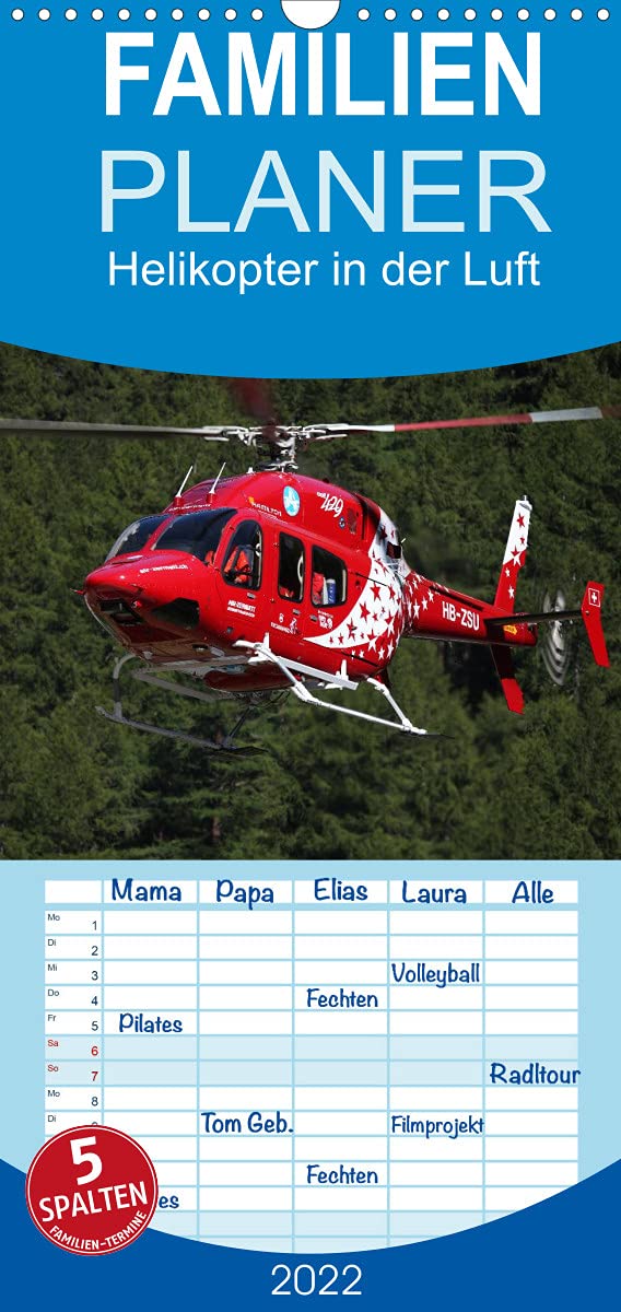 Familienplaner Helikopter in der Luft (Wandkalender 2022 , 21 cm x 45 cm, hoch): Dieser Kalender zeigt als imposante Motive verschiedene Helikopter in ... 14 Seiten ) (CALVENDO Technologie) Photography