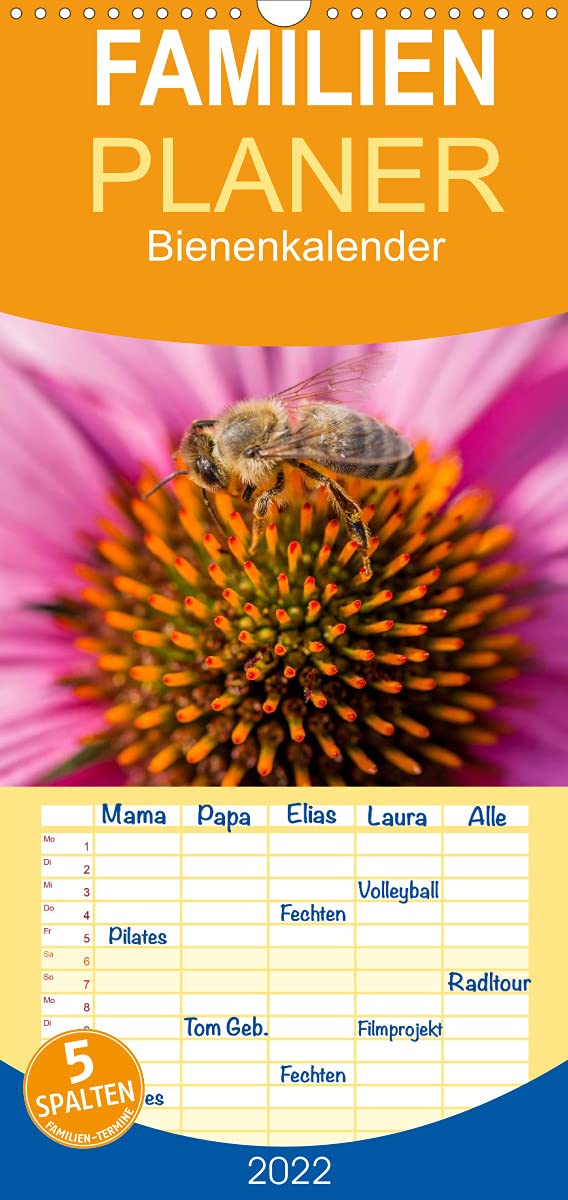 Bienenkalender - Familienplaner hoch (Wandkalender 2022 , 21 cm x 45 cm, hoch): Bienen für das ganze Jahr (Monatskalender, 14 Seiten ) (CALVENDO Tiere) Leisure, Home & Garden