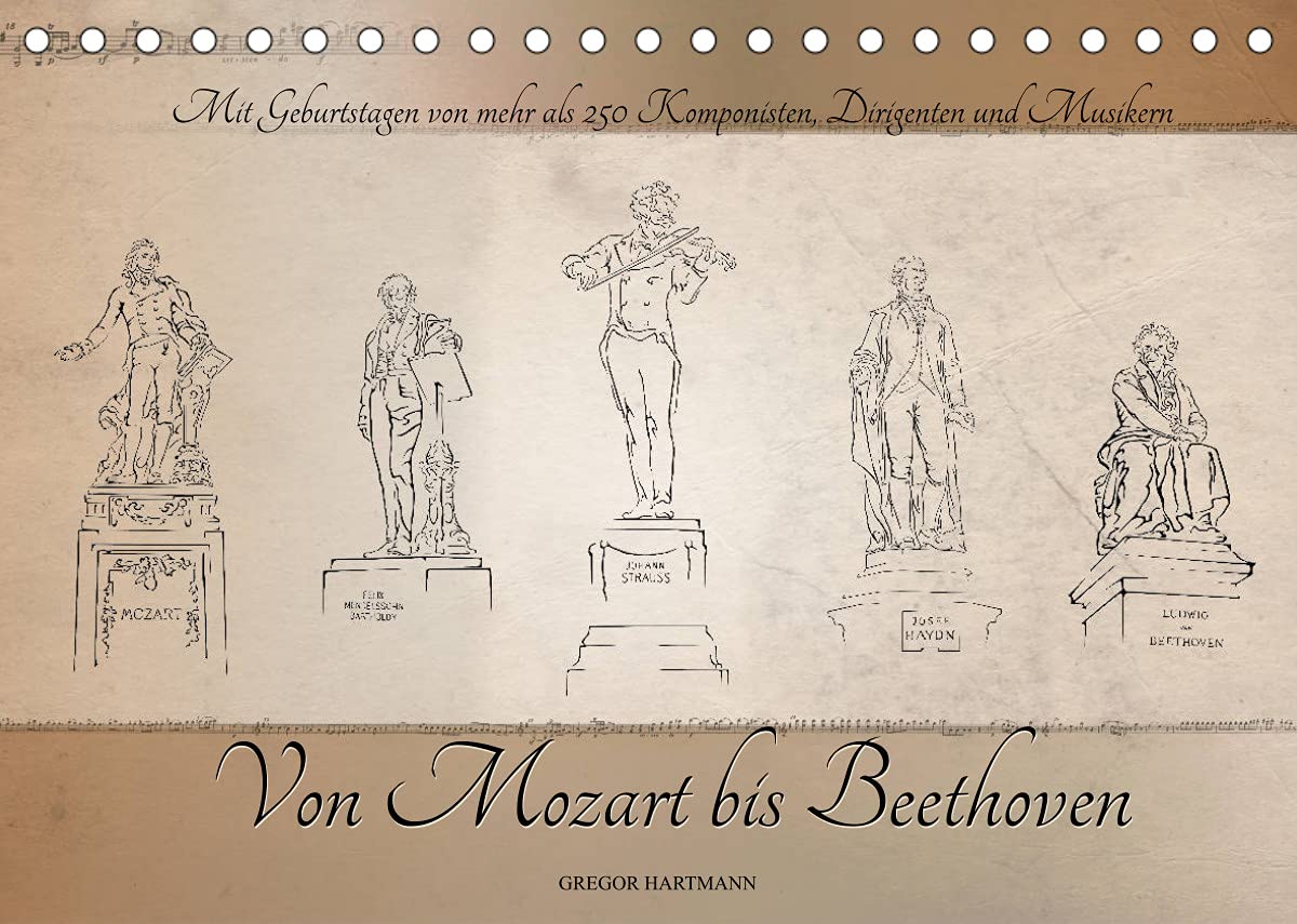 Von Mozart bis Beethoven (Tischkalender 2022 DIN A5 quer): Berühmte Komponisten in eleganten Illustrationen mit Informationen zu deren Bezug zur ... (Monatskalender, 14 Seiten ) (CALVENDO Kunst) Leisure, Home & Garden