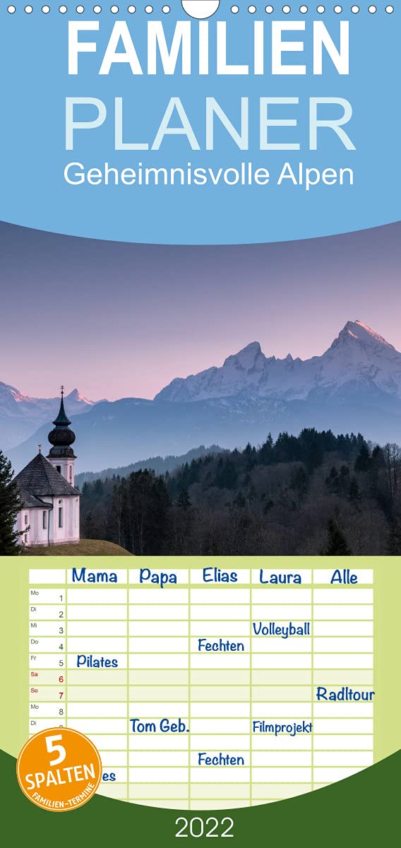Familienplaner Geheimnisvolle Alpen (Wandkalender 2022 , 21 cm x 45 cm, hoch): Atemberaubende Fotos von Berggipfeln und Bergseen (Monatskalender, 14 Seiten ) (CALVENDO Natur) Photography
