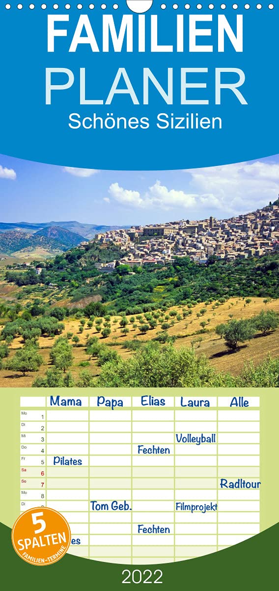Schönes Sizilien - Familienplaner hoch (Wandkalender 2022 , 21 cm x 45 cm, hoch): Sizilien: die Sonneninsel Italiens (Monatskalender, 14 Seiten ) (CALVENDO Orte) Leisure, Home & Garden
