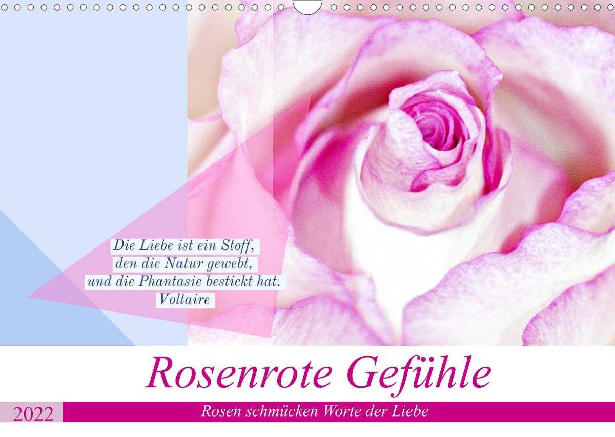 Rosenrote Gefühle, Rosen schmücken Worte der Liebe (Wandkalender 2022 DIN A3 quer): Die Blume der Liebe zeigt sich hier variantenreich mit stimmigen ... 14 Seiten ) (CALVENDO Menschen) Living & Furnishing