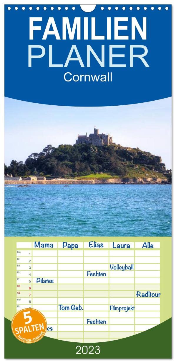 Familienplaner Cornwall (Wandkalender 2023 , 21 cm x 45 cm, hoch): Cornwall mit malerischen Buchten, schroffen Klippen und traditionellen Fischerdörfern. (Monatskalender, 14 Seiten ) (CALVENDO Orte) Leisure & Fun