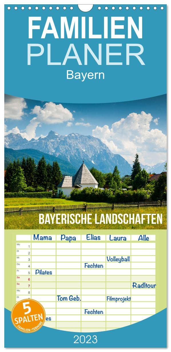 Familienplaner Bayerische Landschaften (Wandkalender 2023 , 21 cm x 45 cm, hoch): Schöne Seen und Landschaften in Bayern (Monatskalender, 14 Seiten ) (CALVENDO Natur) Leisure, Home & Garden