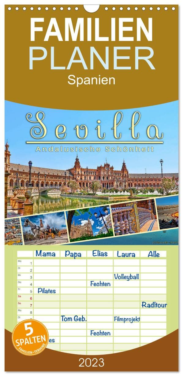 Familienplaner Sevilla, andalusische Schönheit (Wandkalender 2023 , 21 cm x 45 cm, hoch): Sevilla, spanische Traditionen unter südlicher Sonne. (Monatskalender, 14 Seiten ) (CALVENDO Orte) Living & Furnishing