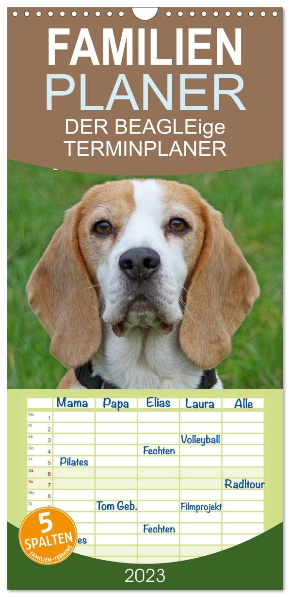 Familienplaner DER BEAGLEige TERMINPLANER (Wandkalender 2023 , 21 cm x 45 cm, hoch): Putzige Schlappohren (Monatskalender, 14 Seiten ) (CALVENDO Tiere) Natural Sciences