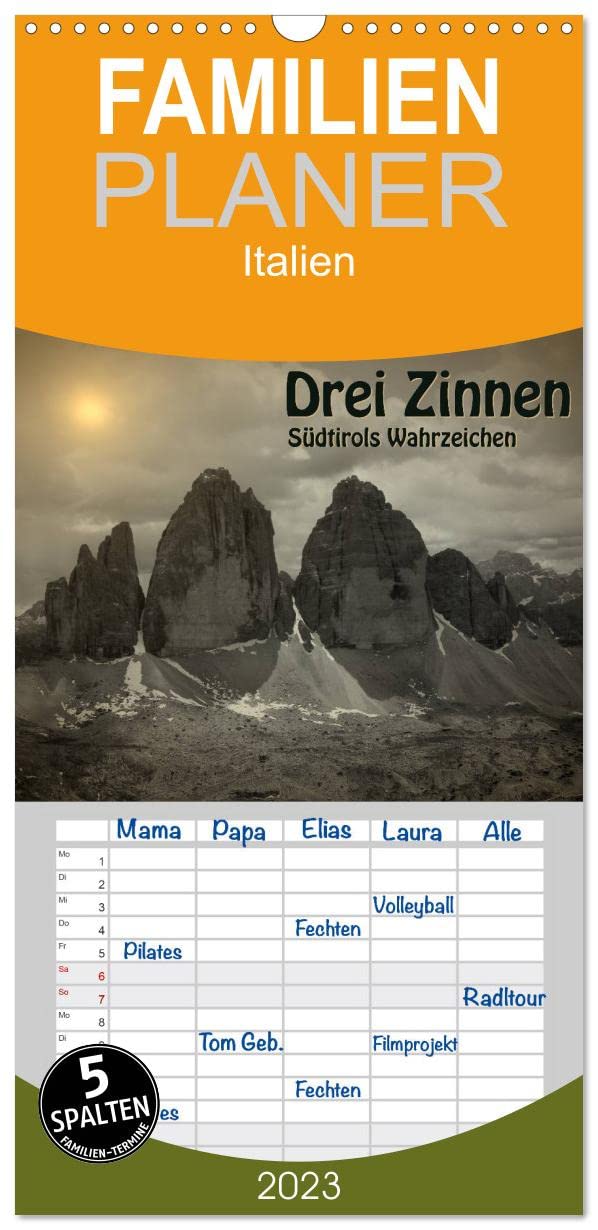 Familienplaner Drei Zinnen - Südtirols Wahrzeichen (Wandkalender 2023 , 21 cm x 45 cm, hoch): Sie sehen einzigartige Bilder der Drei Zinnen, ... (Monatskalender, 14 Seiten ) (CALVENDO Orte) Leisure, Home & Garden