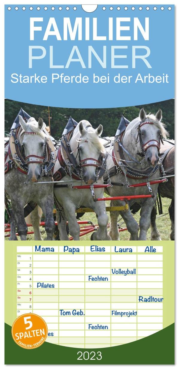 Familienplaner Starke Pferde bei der Arbeit (Wandkalender 2023 , 21 cm x 45 cm, hoch): Kaltblut und Co. in Land- und Forstwirtschaft (Monatskalender, 14 Seiten ) (CALVENDO Tiere) Leisure, Home & Garden