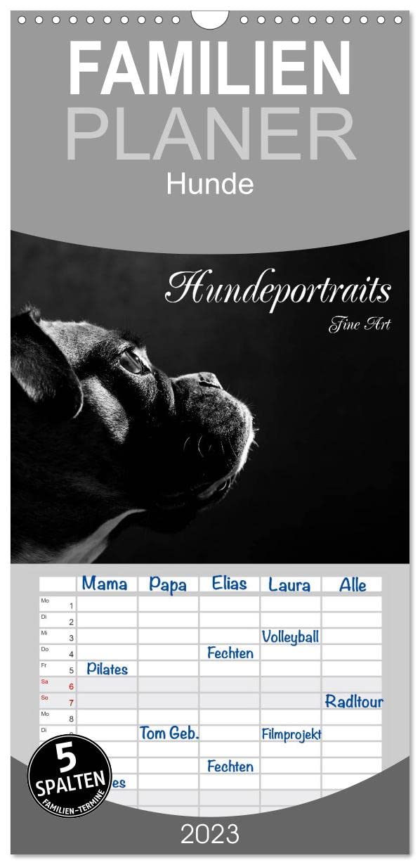 Familienplaner Hundeportraits Fine Art (Wandkalender 2023 , 21 cm x 45 cm, hoch): Hundeportraits in schwarz/weiß (Monatskalender, 14 Seiten ) (CALVENDO Tiere) Natural Sciences