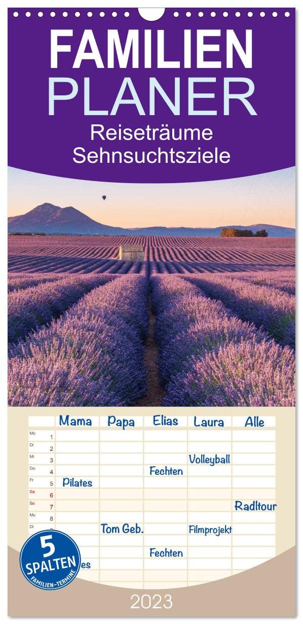 Familienplaner Reiseträume - Sehnsuchtsziele rund um den Globus (Wandkalender 2023 , 21 cm x 45 cm, hoch): Faszination Reisen (Monatskalender, 14 Seiten ) (CALVENDO Orte) Leisure, Home & Garden