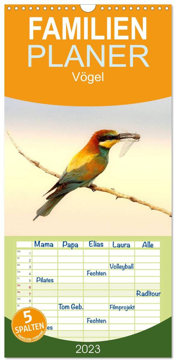 Familienplaner Vögel (Wandkalender 2023 , 21 cm x 45 cm, hoch): Einheimische Vögel (Monatskalender, 14 Seiten ) (CALVENDO Tiere) Film, Art & Culture