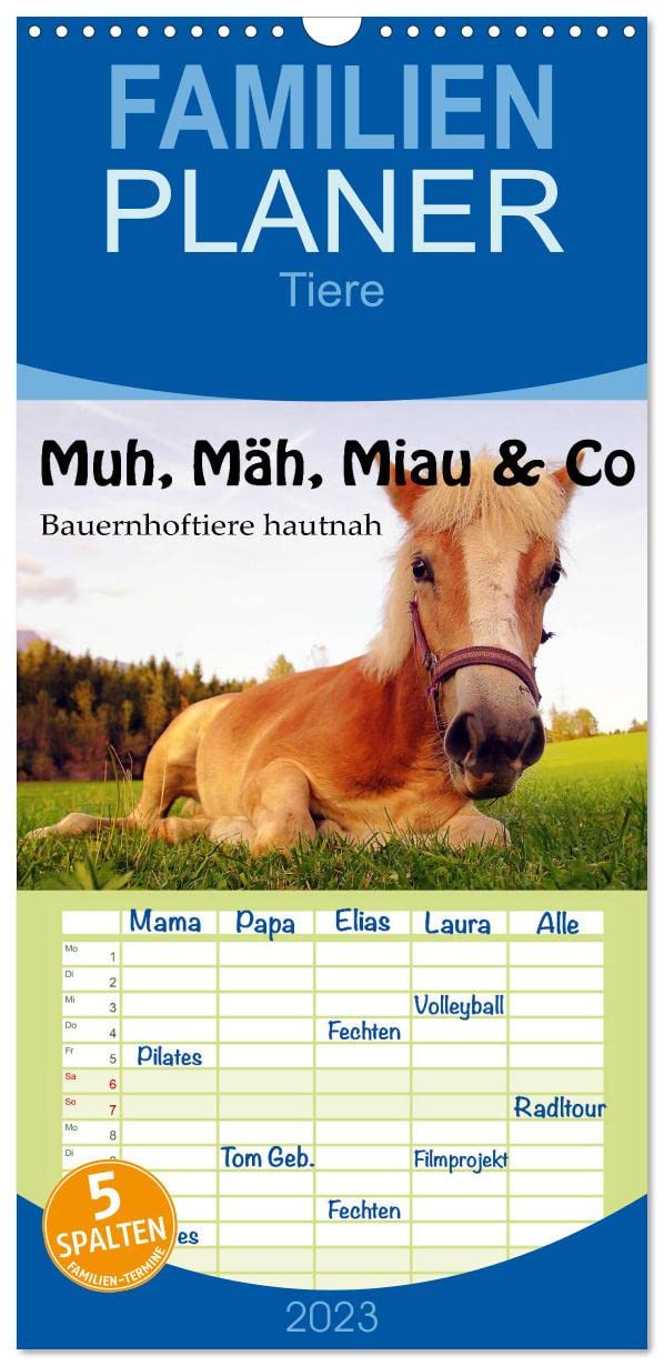 Familienplaner Muh, Mäh, Miau & Co (Wandkalender 2023 , 21 cm x 45 cm, hoch): Bauerhoftiere hautnah (Monatskalender, 14 Seiten ) (CALVENDO Tiere) Leisure, Home & Garden