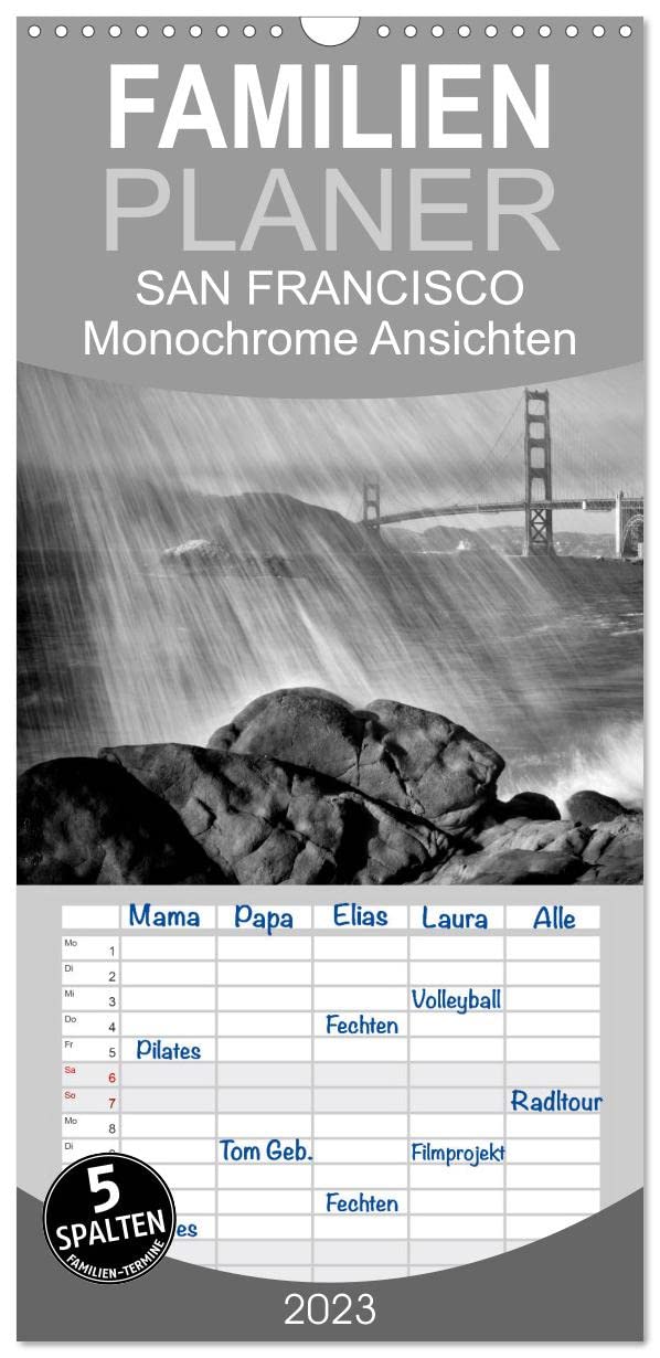 Familienplaner SAN FRANCISCO Monochrome Ansichten (Wandkalender 2023 , 21 cm x 45 cm, hoch): Klassische Highlights (Monatskalender, 14 Seiten ) (CALVENDO Orte) Leisure, Home & Garden