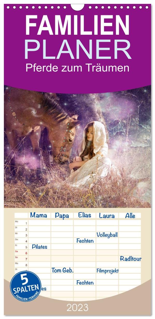Familienplaner Pferde zum Träumen (Wandkalender 2023 , 21 cm x 45 cm, hoch): Pferdebilder zum Träumen (Monatskalender, 14 Seiten ) (CALVENDO Tiere) Leisure, Home & Garden