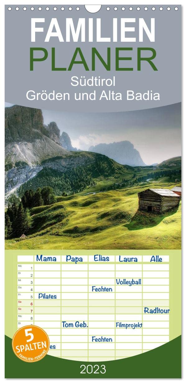 Familienplaner Südtirol - Gröden und Alta Badia (Wandkalender 2023 , 21 cm x 45 cm, hoch): Traumreise durch die Dolomiten (Monatskalender, 14 Seiten ) (CALVENDO Orte) Leisure, Home & Garden