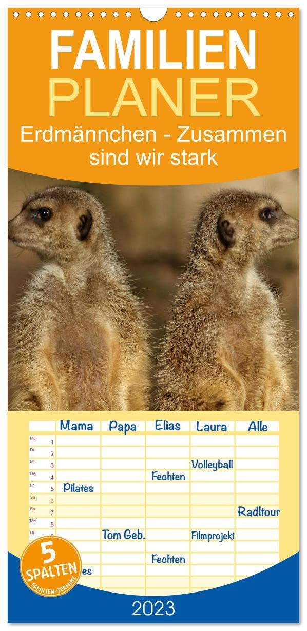 Familienplaner Erdmännchen - Zusammen sind wir stark (Wandkalender 2023 , 21 cm x 45 cm, hoch): Bilder vom Erdmännchen-Alltag (Monatskalender, 14 Seiten ) (CALVENDO Tiere) Film, Art & Culture