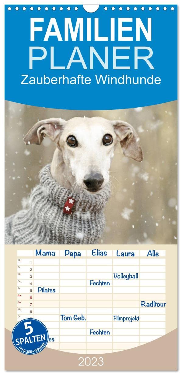 Familienplaner Zauberhafte Windhunde (Wandkalender 2023 , 21 cm x 45 cm, hoch): ....mit den langen Nasen durch das Jahr. (Monatskalender, 14 Seiten ) (CALVENDO Tiere) Living & Furnishing