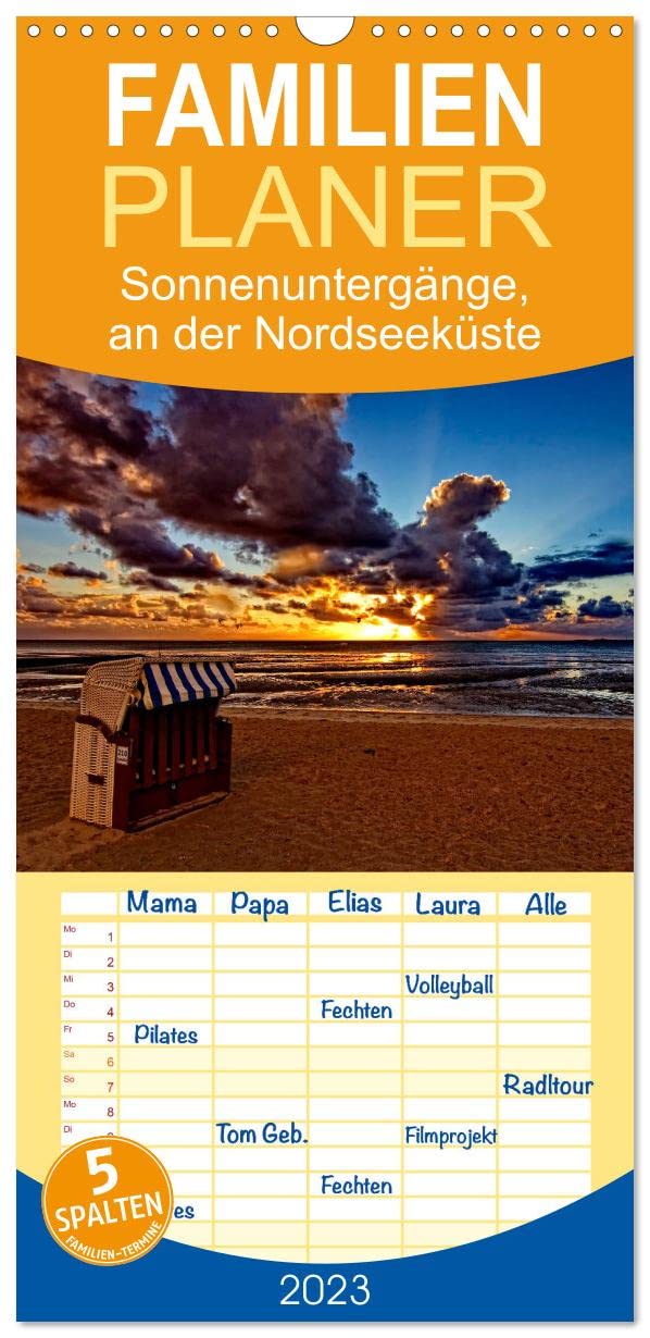 Familienplaner Sonnenuntergänge, an der Nordseeküste vor Cuxhaven (Wandkalender 2023 , 21 cm x 45 cm, hoch): Momente die Unvergesslich bleiben (Monatskalender, 14 Seiten ) (CALVENDO Natur) Natural Sciences