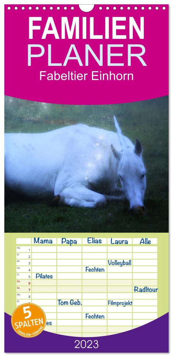 Familienplaner Fabeltier Einhorn (Wandkalender 2023 , 21 cm x 45 cm, hoch): Ein sanftes Zauberwesen (Monatskalender, 14 Seiten ) (CALVENDO Glaube) Leisure, Home & Garden