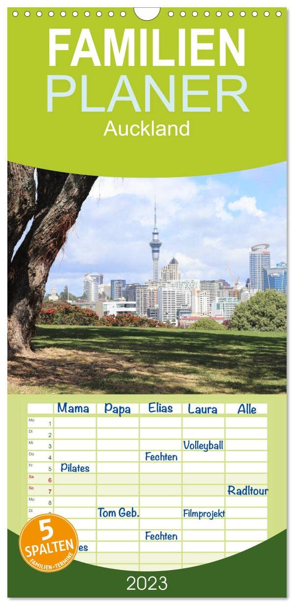 Familienplaner Auckland (Wandkalender 2023 , 21 cm x 45 cm, hoch): Auckland Wandkalender 2019 (Monatskalender, 14 Seiten ) (CALVENDO Orte) Calendars