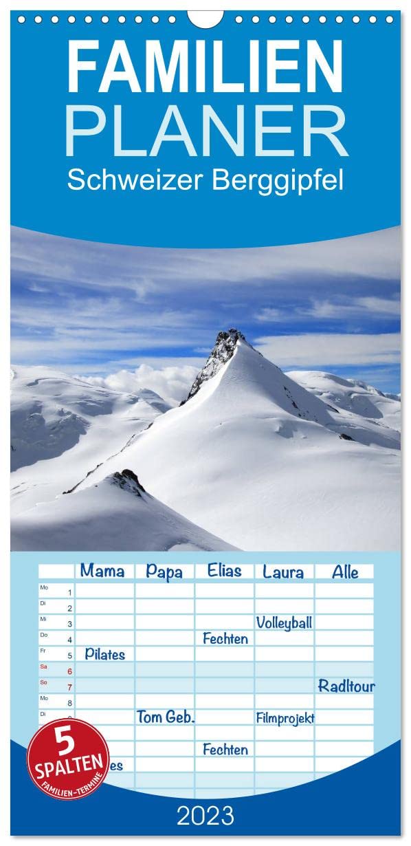 Familienplaner Schweizer Berggipfel (Wandkalender 2023 , 21 cm x 45 cm, hoch): Einige der schönsten Schweizer Berggipfel, stehen im Berner Oberland, ... (Monatskalender, 14 Seiten ) (CALVENDO Natur) Leisure, Home & Garden