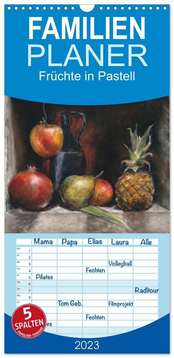 Familienplaner Früchte in Pastell (Wandkalender 2023 , 21 cm x 45 cm, hoch): Obst mit Pastellkreide handgemalt (Monatskalender, 14 Seiten ) (CALVENDO Kunst) Leisure, Home & Garden