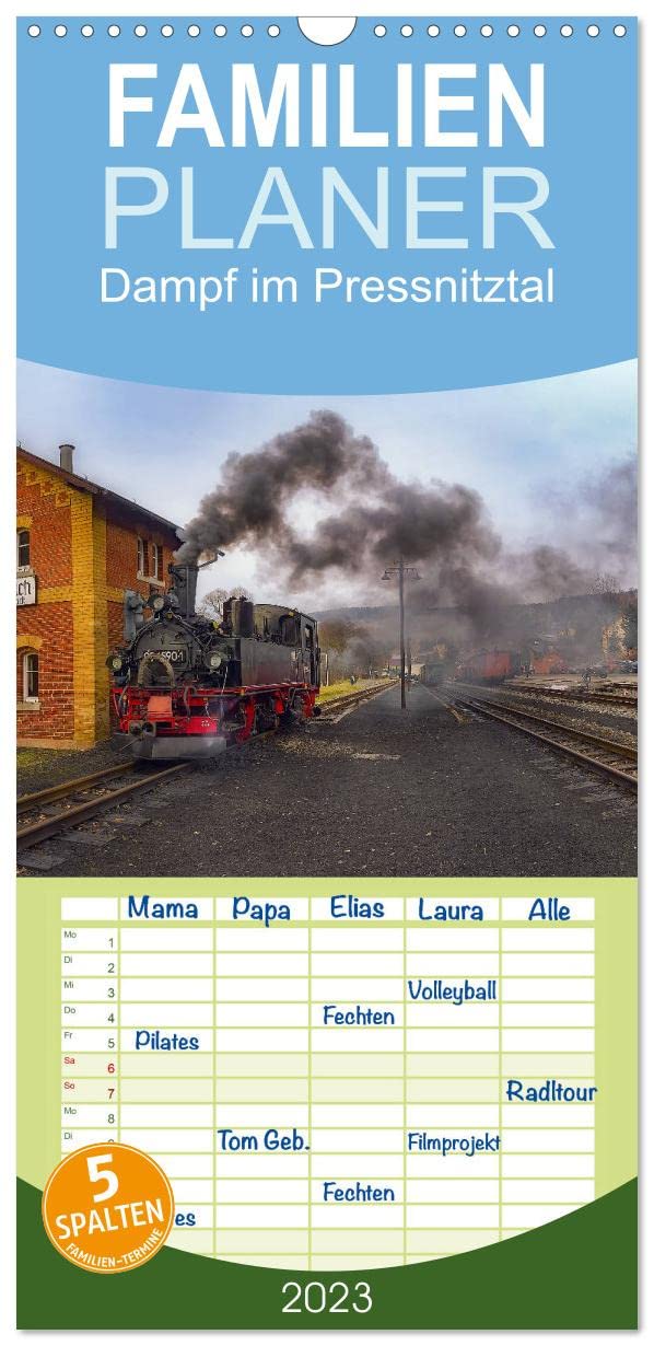 Familienplaner Dampf im Pressnitztal (Wandkalender 2023 , 21 cm x 45 cm, hoch): Bilder der Pressnitztalbahn (Monatskalender, 14 Seiten ) (CALVENDO Mobilitaet) Leisure, Home & Garden