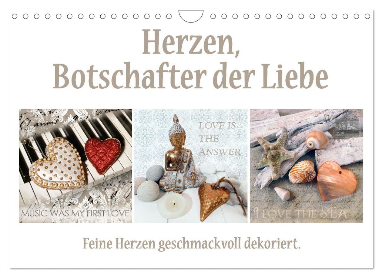Herzen, Botschafter der Liebe (Wandkalender 2023 DIN A4 quer): Feine Herzen geschmackvoll dekoriert. (Monatskalender, 14 Seiten ) (CALVENDO Menschen) Living & Furnishing