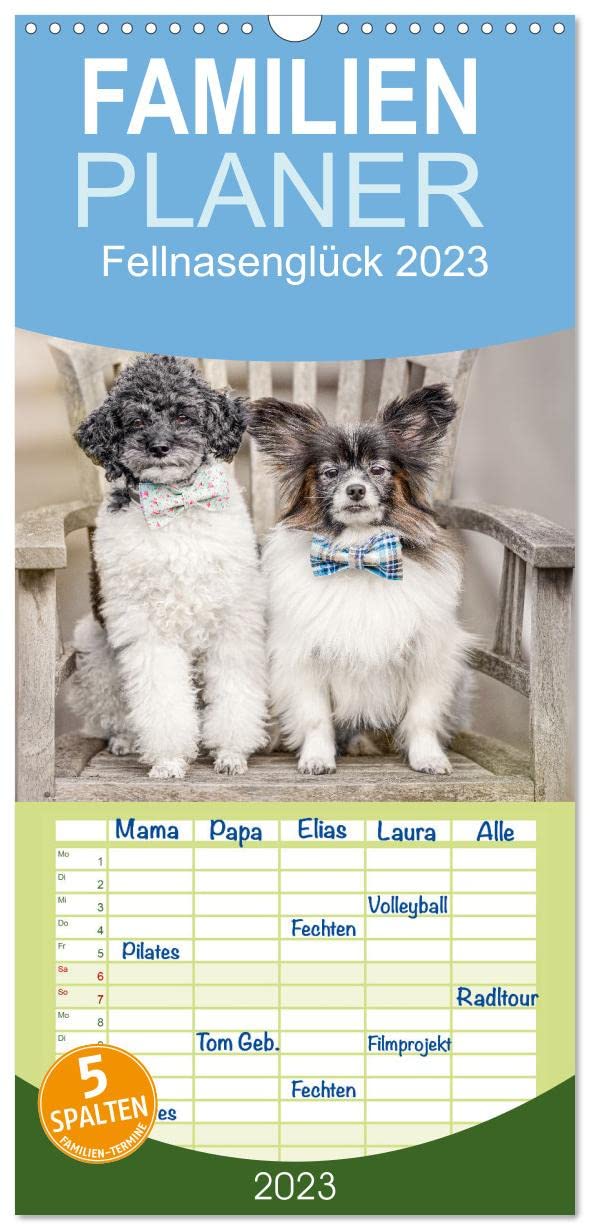Familienplaner Fellnasenglück (Wandkalender 2023 , 21 cm x 45 cm, hoch): Hunde machen glücklich - das ganze Jahr (Monatskalender, 14 Seiten ) (CALVENDO Tiere) Living & Furnishing