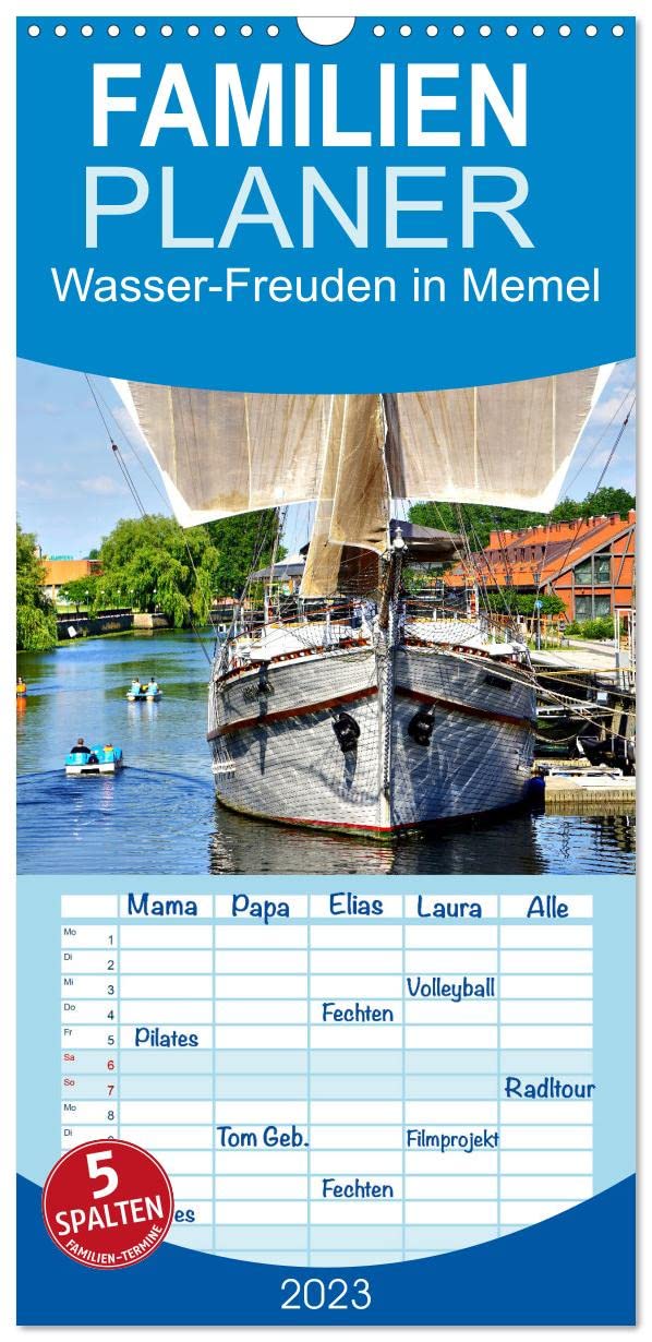 Familienplaner Wasser-Freuden in Memel (Wandkalender 2023 , 21 cm x 45 cm, hoch): Tretboote auf der Dange in Memel/Klaipeda (Monatskalender, 14 Seiten ) (CALVENDO Orte) Leisure & Fun
