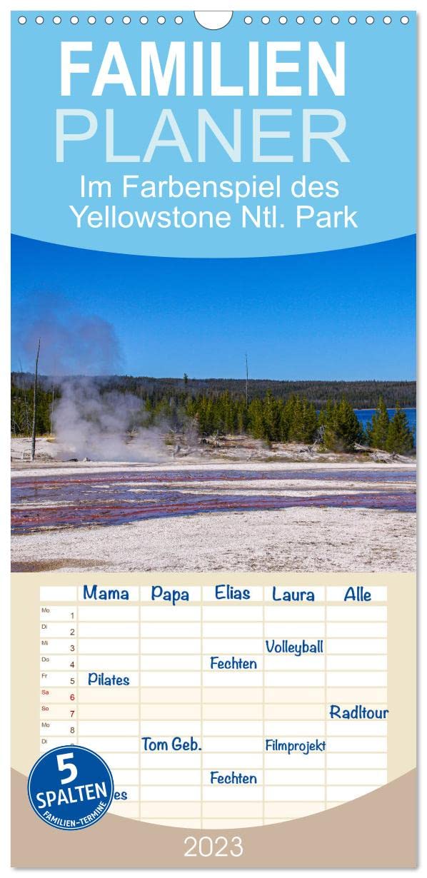 Familienplaner Im Farbenspiel des Yellowstone Natl. Park (Wandkalender 2023 , 21 cm x 45 cm, hoch): Unglaubliche Farben aus Wasser, Schlamm und Algen (Monatskalender, 14 Seiten ) (CALVENDO Orte) Photography