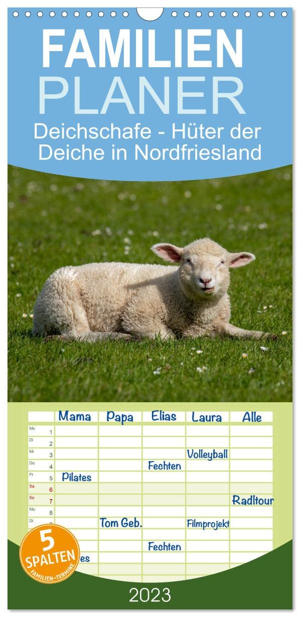 Familienplaner Deichschafe - Hüter der Deiche in Nordfriesland (Wandkalender 2023 , 21 cm x 45 cm, hoch): Schafe das ganze Jahr erleben (Monatskalender, 14 Seiten ) (CALVENDO Tiere) Leisure, Home & Garden