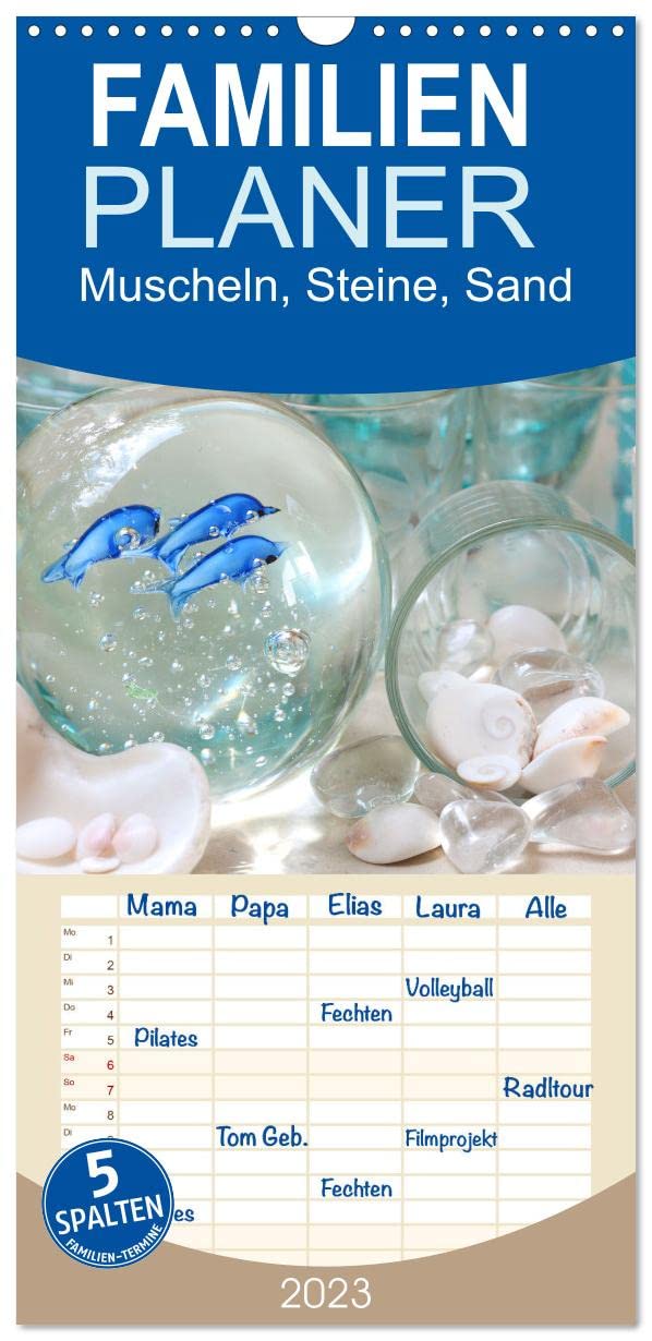 Familienplaner Muscheln, Steine, Sand (Wandkalender 2023 , 21 cm x 45 cm, hoch): Urlaubsfundstücke zu Hause neu arrangiert (Monatskalender, 14 Seiten ) (CALVENDO Natur) Lifestyle