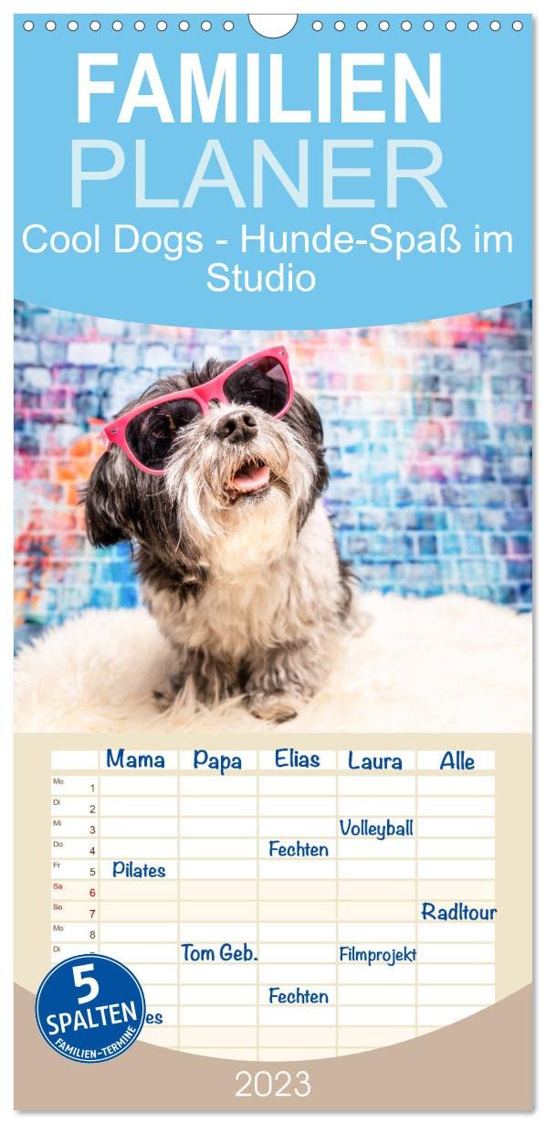 Familienplaner Cool Dogs - Hunde-Spaß im Studio (Wandkalender 2023 , 21 cm x 45 cm, hoch): Diese lustigen Hundeportraits machen gute Laune. (Monatskalender, 14 Seiten ) (CALVENDO Tiere) Leisure, Home & Garden