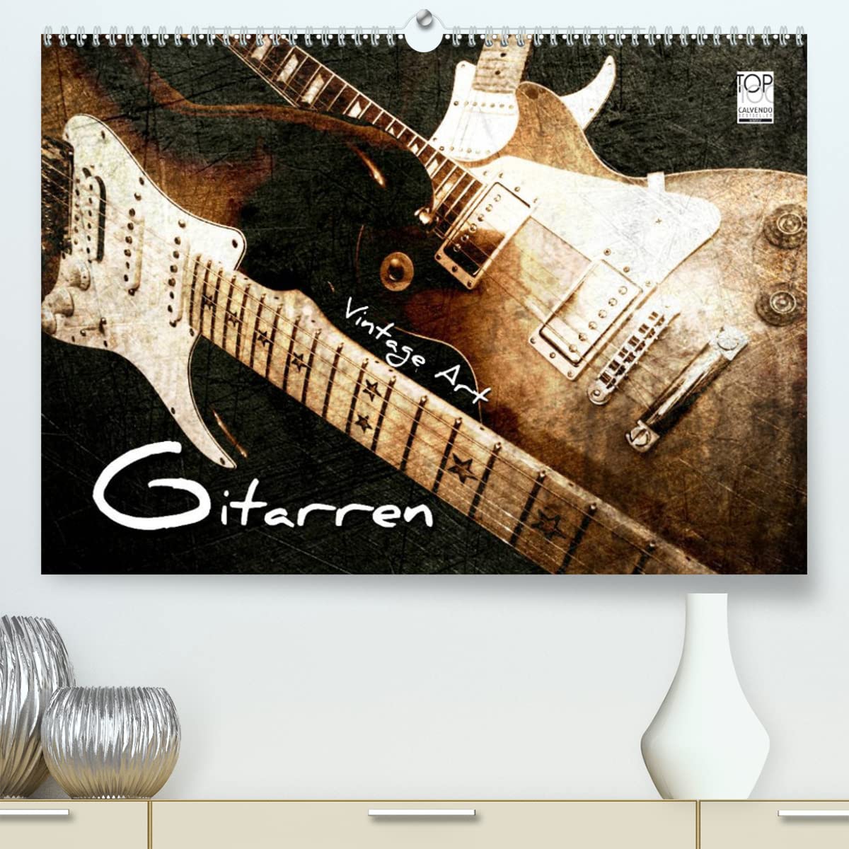 GITARREN Vintage Art (hochwertiger Premium Wandkalender 2024 DIN A2 quer), Kunstdruck in Hochglanz: Gitarren im Vintage-Style in Szene gesetzt. (CALVENDO Kunst) Leisure, Home & Garden
