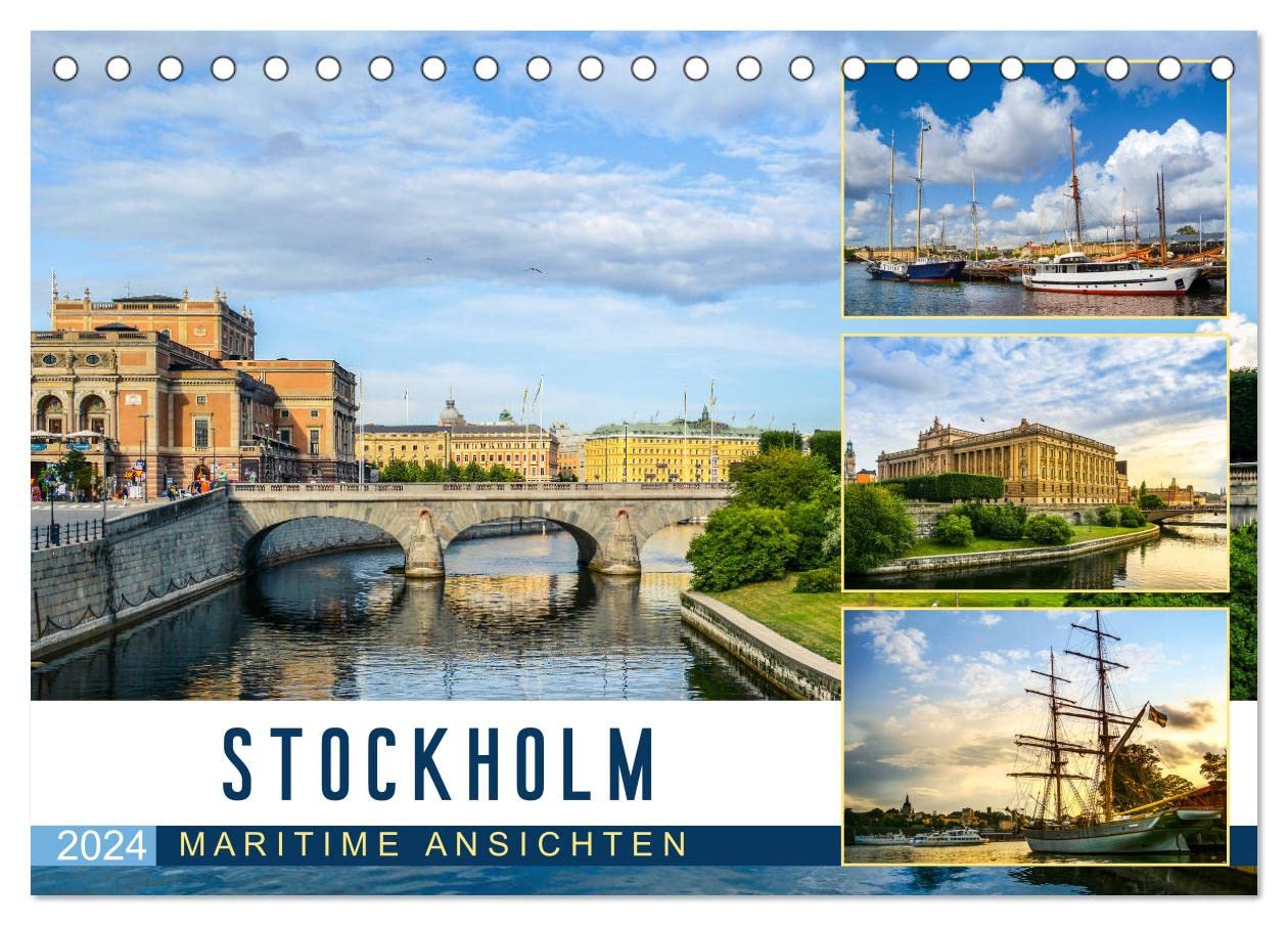Stockholm - Maritime Ansichten (Tischkalender 2024 DIN A5 quer), CALVENDO Monatskalender: Schwedens Hauptstadt in stimmungsvollen Bildern (CALVENDO Orte) Film, Art & Culture